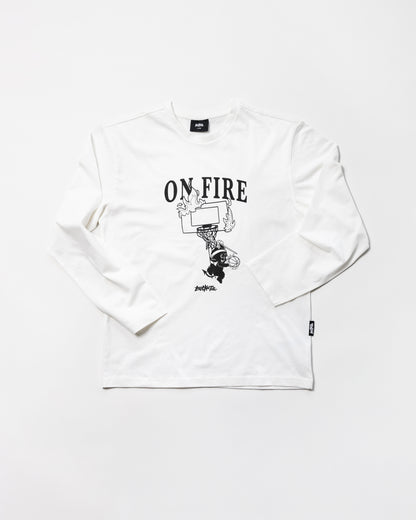 BUCKETZ ON FIRE LONGSLEEVE white