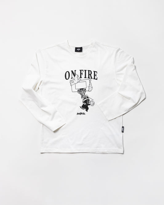 BUCKETZ ON FIRE LONGSLEEVE white